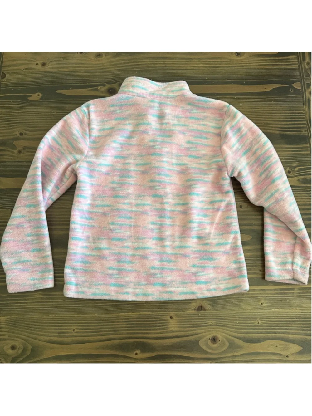Girls Eddie Bauer Fleece Jacket S Pink Blue Striped Full Zip Winter Cold Weather